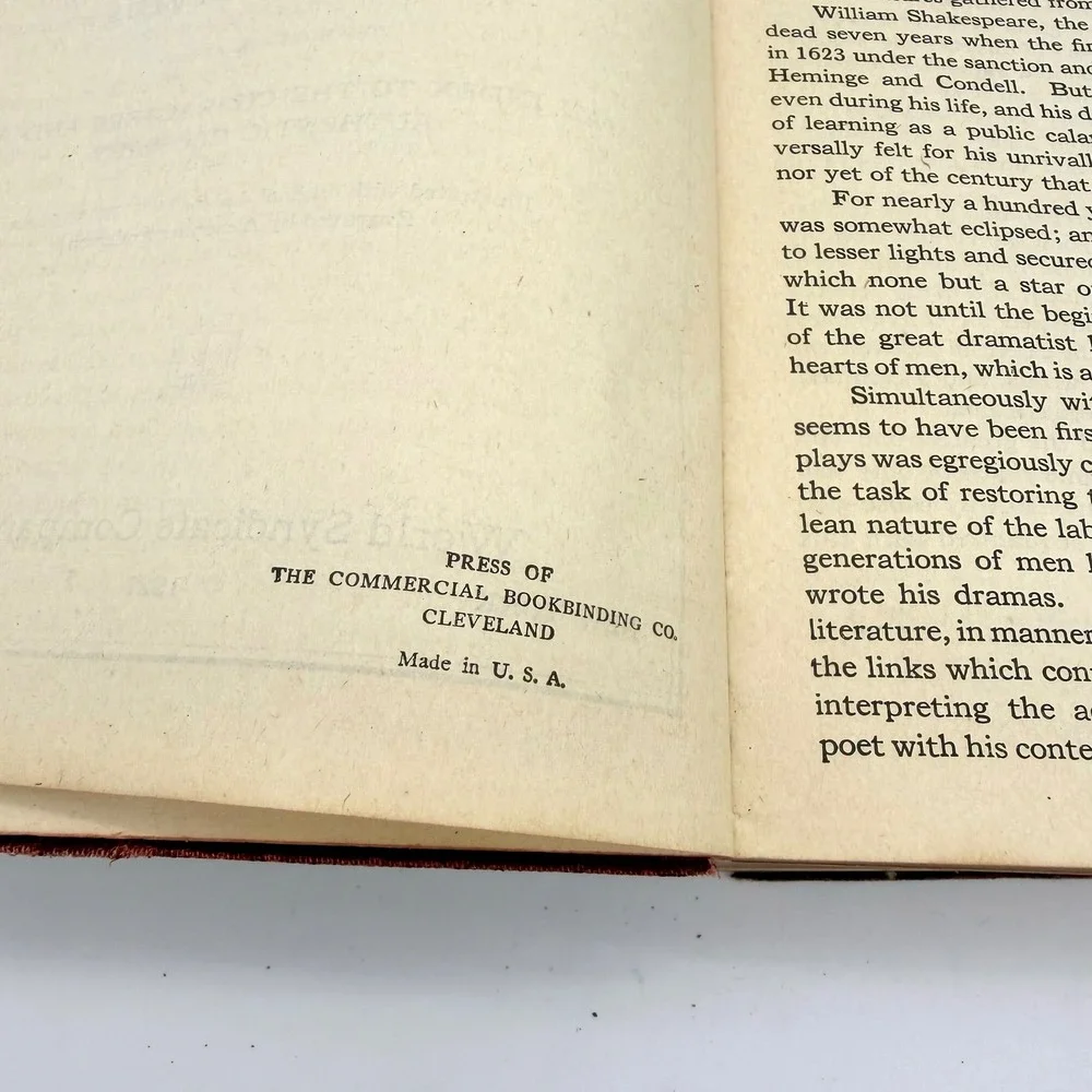World Syndicate Co Shakespeare Book Flex Leather Antique 1927 Maroon Illustrated